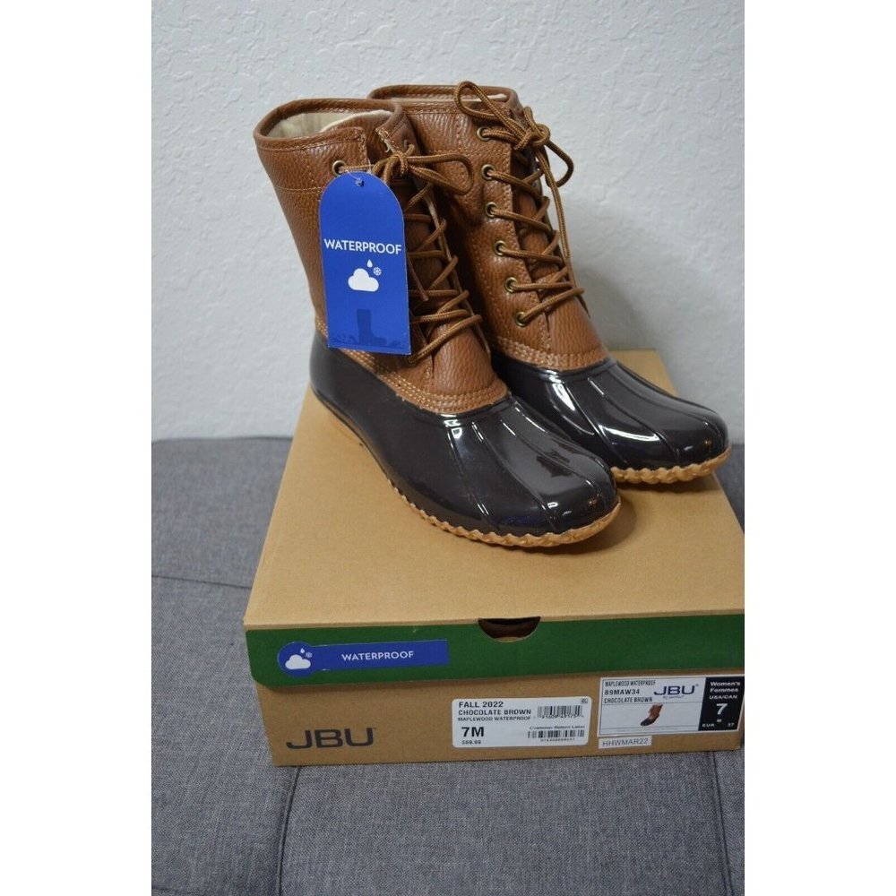 JBU Women's Maplewood Chocolate Brown  Casual Duck Boot‎ Size 7M Waterproof NIB